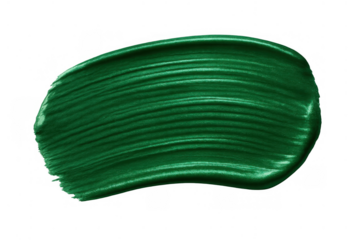 Emerald green metallic paint stroke creating an abstract smear, vibrant texture on transparent background