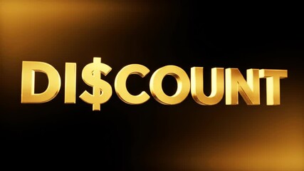 Golden "Discount" text floats in front of a dark, gradient background for sales promotion - Powered by Adobe