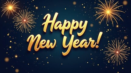 Fototapeta premium Happy new year celebration with fireworks and stars