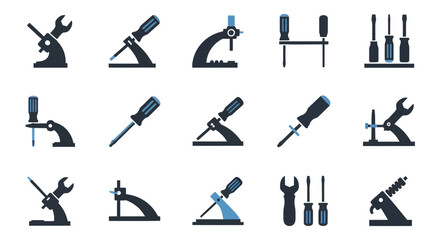 Collection of industrial safety equipment and tools icons on a white background