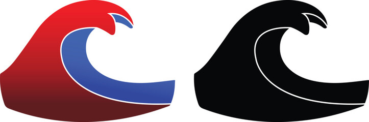 Red-blue gradient wave icon