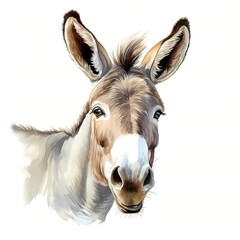 Obraz premium Portrait of a donkey, painted in watercolor style