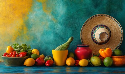 Mexican Cinco de Mayo holiday background, symbolizing the spirit of celebration, tradition, and culture. A vibrant and festive atmosphere representing a popular Mexican holiday, Generative AI
