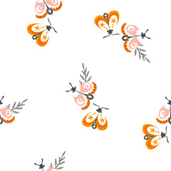 Fototapeta premium Vector seamless autumn pattern with mushrooms and leaves. Autumn pattern