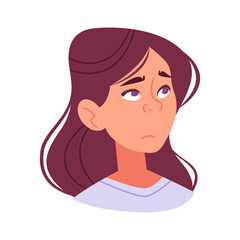 Sad Young Woman with Worried Expression