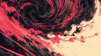 Abstract Swirling Crimson and Black Acrylic Paint Texture: Dramatic, Energetic, Artistic Background