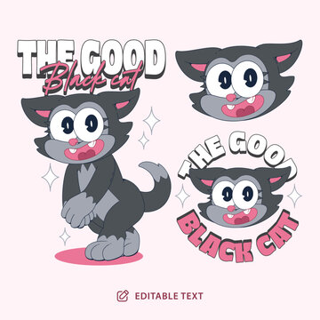 The Good Black Cat Vintage Cartoon Character Halloween