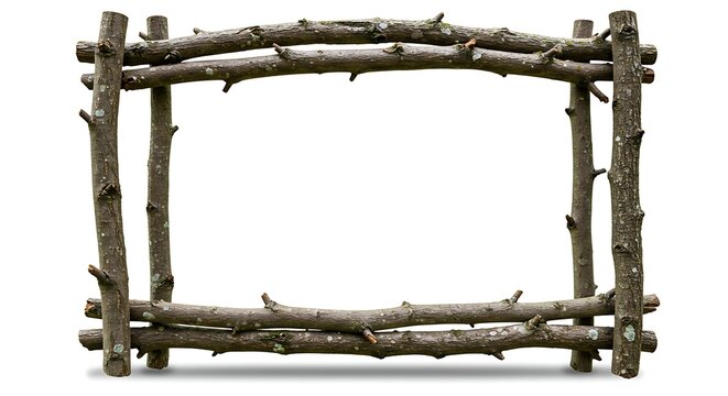 Rustic Woodland Frame Handcrafted Wooden Branch Border with Natural Texture