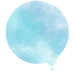 とろけるまるの水色の水彩素材水滴つき