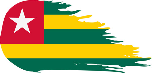 togolese republic comet flag fly, grunge brush vector