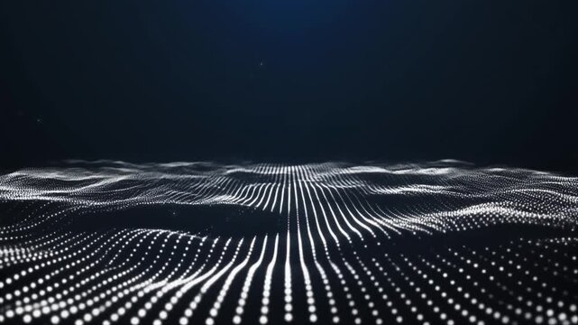 Abstract digital wave pattern in dark background, illustrating modern technology and data visualization.