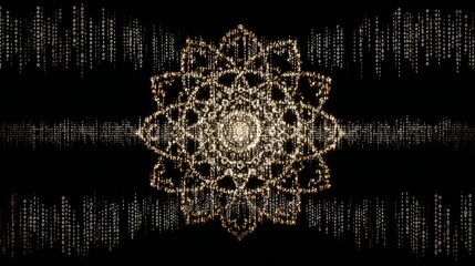 Golden Mandala Digital Art: Binary Code Background, Luxurious, Mystical Design