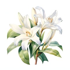Fototapeta premium Elegant watercolor painting of white lilies