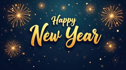 Happy new year celebration with fireworks and stars