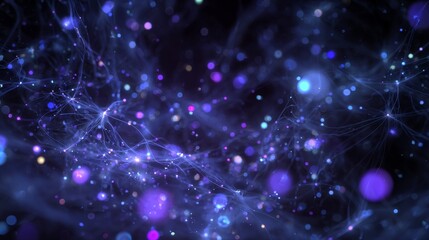 Abstract Network: Glowing Blue and Purple Energy, Futuristic Technology Background