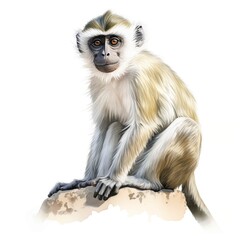 Obraz premium A charming monkey sitting on a rock, a detailed illustration