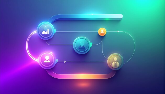 Abstract 3D Infographic with User Icons and Gradient Background - Powered by Adobe