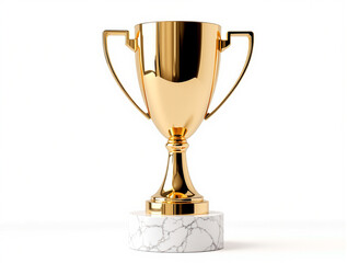 Gleaming Gold Trophy on Marble Base: Achievement, Success, and Victory.