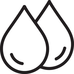 Simple outline icon of two intersecting water droplets