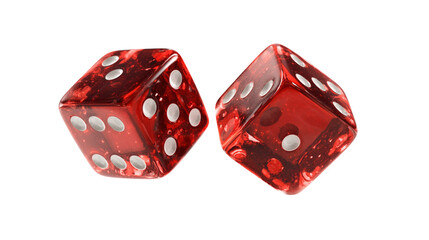 Red Dice with White Dots on Transparent Background for Gaming and Luck Theme