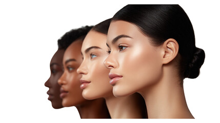 Diverse Women Profiles Representing Different Skin Tones and Beauty Standards in a Connected Manner