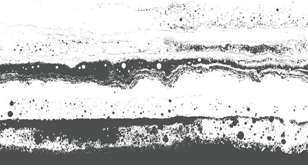 Abstract textured horizontal bands with scattered circles and irregular shapes in grayscale grunge background