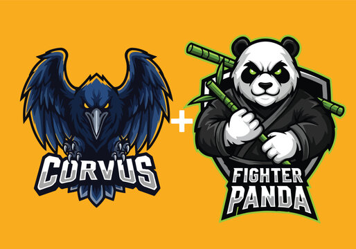 Gaming logos curvus fighter panda esports mascots design - Gaming logo - Gaming Mascot - esport mascot vector illustration