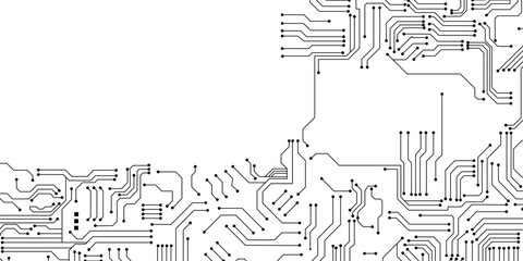 Circuit board background. Black and white circuit board seamless background