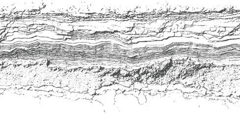 Black and white abstract textured background with layered cracks and rough surfaces cracked