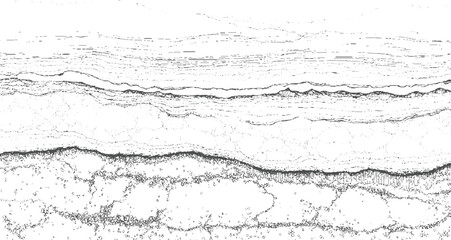 Abstract black and white line art pattern with layered textures and circular elements vector