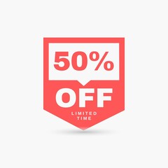 Get 50% Off Limited Time Offer! Bold sale announcement for retail promotions, marketing campaigns, and special deals