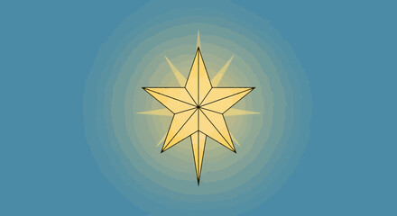 Radiant Golden Star Symbol of Hope and Guidance Against a Serene Blue Background