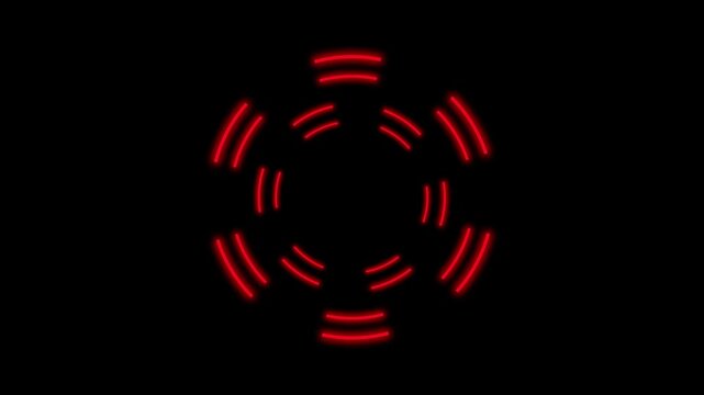 Red windmill digital tech space glowing with rotating loop animation on black background