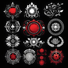 Classic Vector Ornaments with Floral Accents