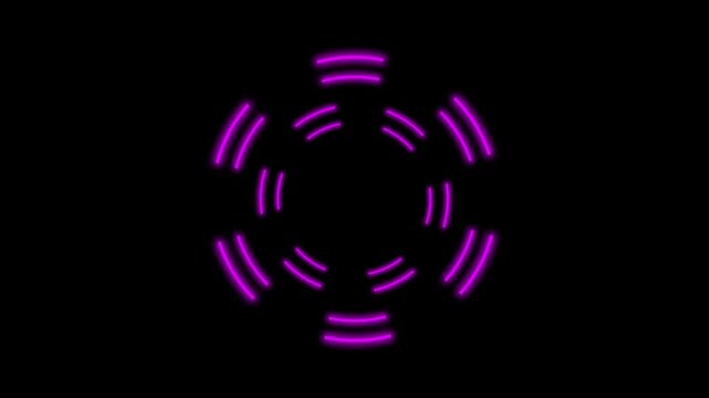 Purple windmill digital tech space glowing with rotating loop animation on black background