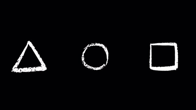 Hand drawn brush stroke shapes animation on black background, doddle brush stroke shape animated.