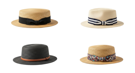 Assortment of stylish boater hats for fashion accessories summer elegance