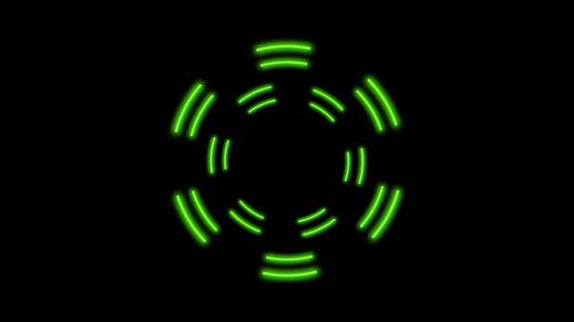 Green windmill digital tech space glowing with rotating loop animation on black background