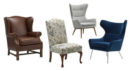 Collection of stylish chairs showcasing design diversity and comfort concepts