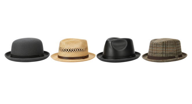 Diverse collection featuring fashionable hats for personal style expressions