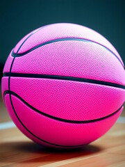 Closeup of a textured pink basketball, ready for play,  close-up,  athletic equipment