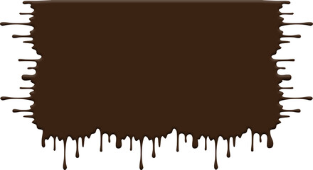 Dripping dark chocolate paint with irregular edges and glossy texture