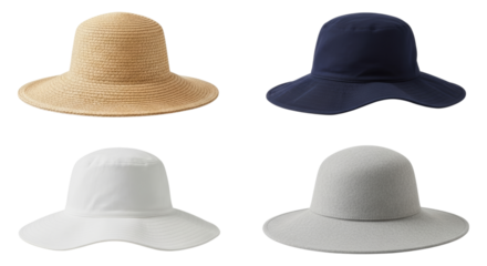 Diverse sun hats collection showcases summer fashion and protection