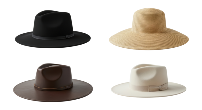 Elegant assortment of stylish hats in varying colors and materials on display