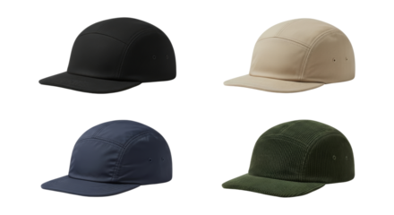 Stylish assortment of 5-panel caps showcasing modern headwear fashion trends