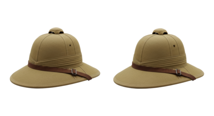 Elegant safari hats against a clean white backdrop capturing exploration essence