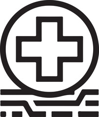 Obraz premium Medical cross symbol on circuit board technology background