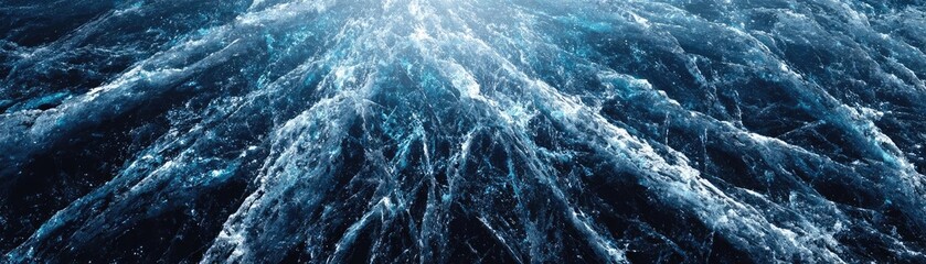 Obraz premium Dynamic background of broken ice in dark concept. Dynamic ocean wave patterns captured in stunning detail.