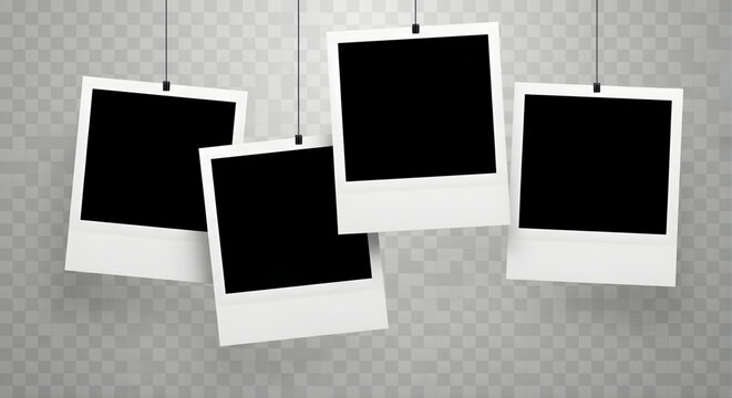 Photo frame instant photos hanging with clips