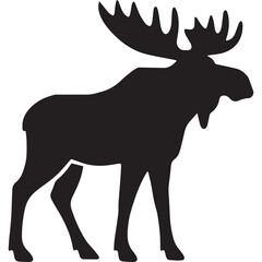 moose black shape icon silhouette vector flat illustration design on white background